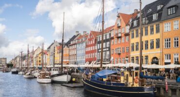 Beautiful view of the port and the colorful buildings captured in Copenhagen, Denmark